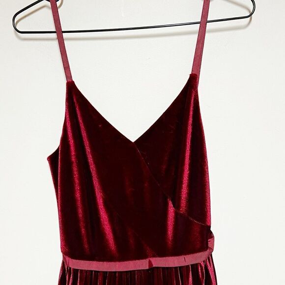 NWOT Ted Baker Khim Pleated Wine Velvet Coctail Dress Sz 0 US Sz 2 - Picture 6 of 8